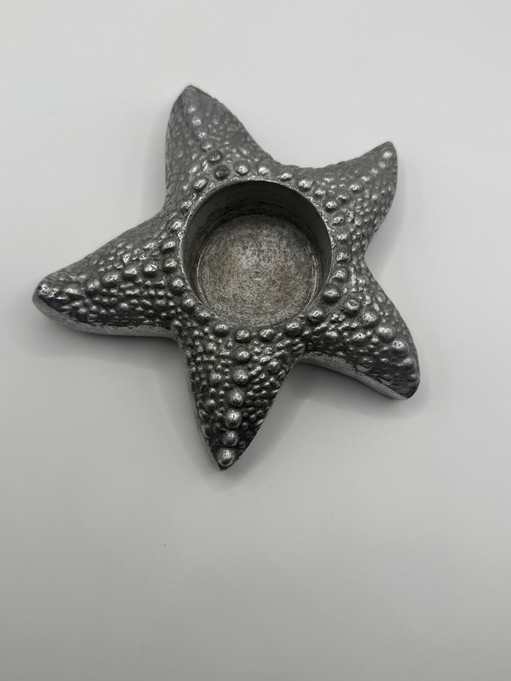 Set of 4 Silver Starfish Tealight Candle Holders Coastal Beach Nautical Decor
